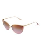 Devlin Mirrored Titanium Cat-eye Sunglasses, Gold/berry