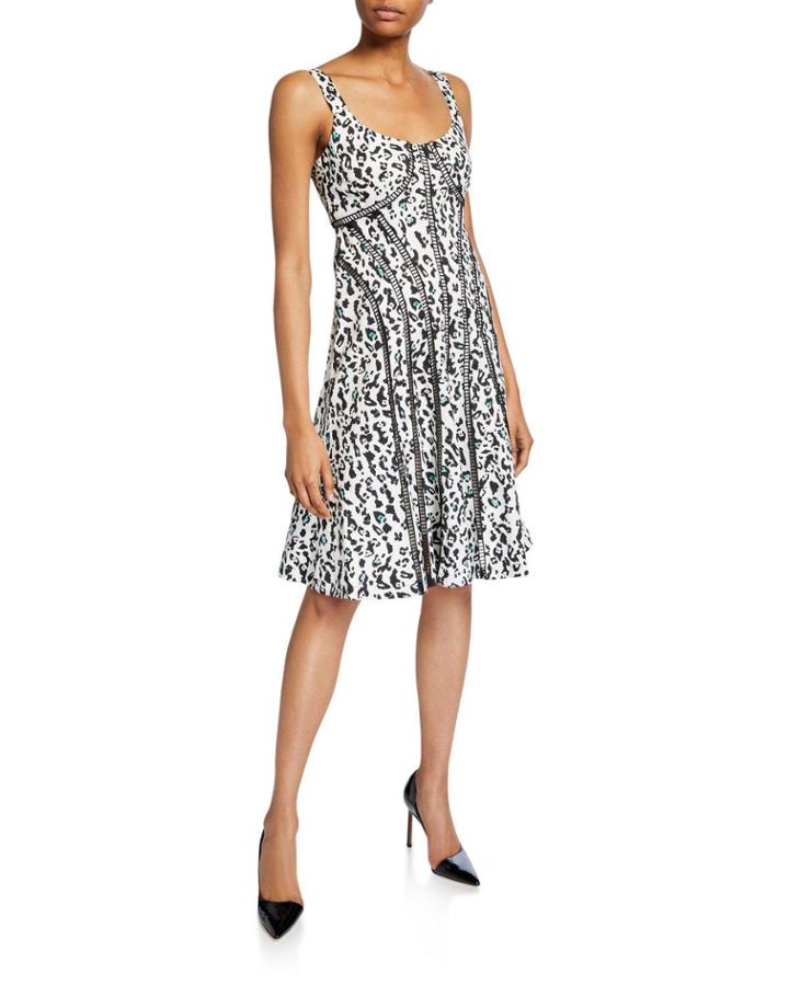 Leopard Scoop-neck Sleeveless Fit-&-flare Dress