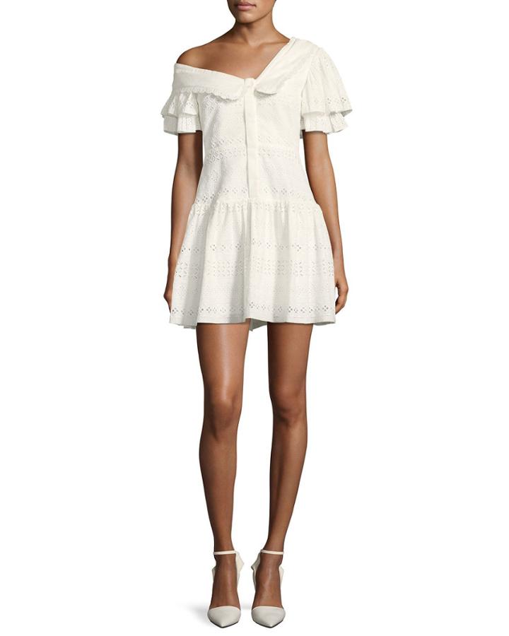One-shoulder Broderie Anglaise