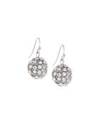 Pave Crystal Ball Drop Earrings,
