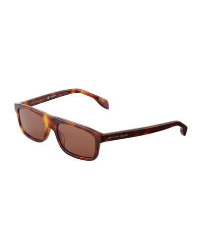 Rectangle Plastic Sunglasses, Brown