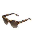 Two-tone Modified Cat-eye Acetate Sunglasses, Havana/silver