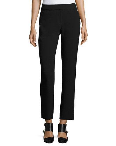 Straight-leg Crepe Suiting Pants, Black