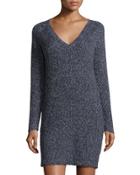 Rib-knit Sweater Dress, Black/white