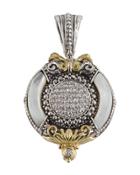 Asteri Ornate Round Pendant W/ Pave White Diamonds & Mother-of-pearl Inlay