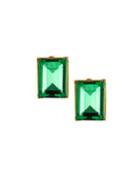 Rectangular Erinite Stud Earrings, Green