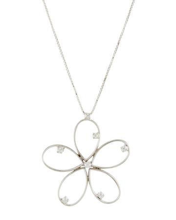 Lc Estate Jewelry Collection Estate 18k Diamond Flower Pendant Necklace, Women's, Gold