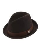 Grosgrain-trim Trilby Hat, Brown