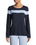 Striped-yoke Santana-knit Top