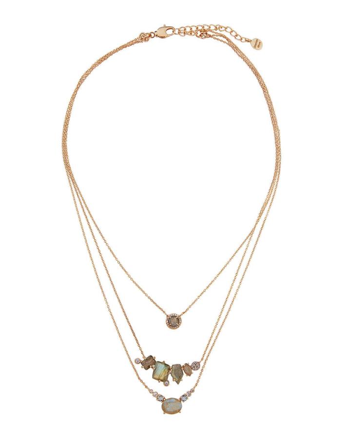 Multilayer Mixed-stone Necklace, Gray