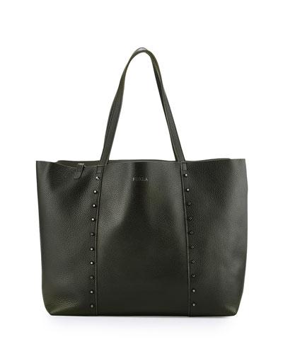 Elle Rock Medium Leather Tote Bag, Onyx