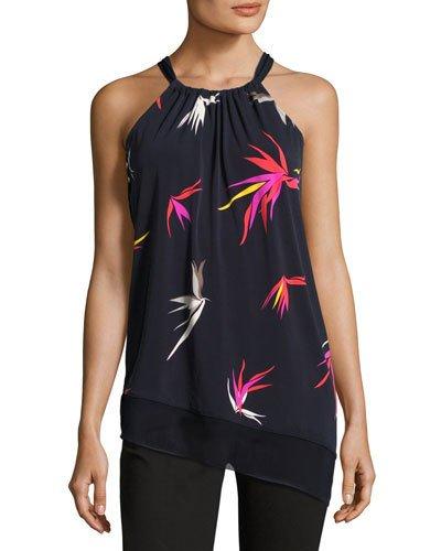 Printed Tie-back Tank, Black Pattern
