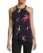 Printed Tie-back Tank, Black Pattern