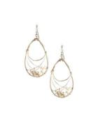 Wire-wrapped Pearl Teardrop Earrings, White