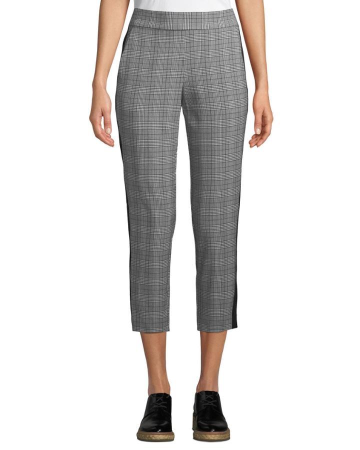 Glen Plaid Slim Cropped Pants