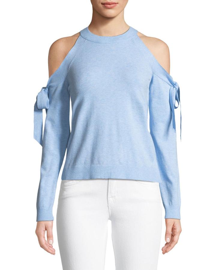 Long-sleeve Cold-shoulder Tie Top