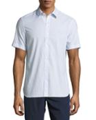 Striped Seersucker Short-sleeve Shirt,