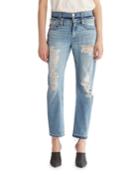 Jessi Relaxed Cropped Jeans With Destruction
