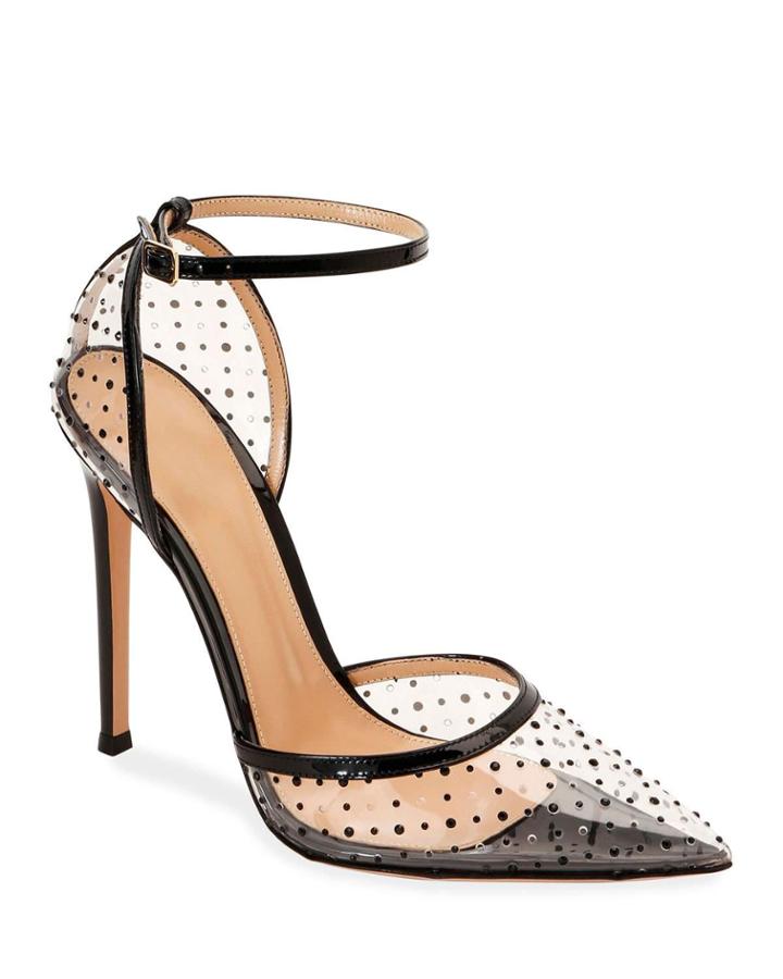 Plexi Crystal Ankle-wrap Pumps
