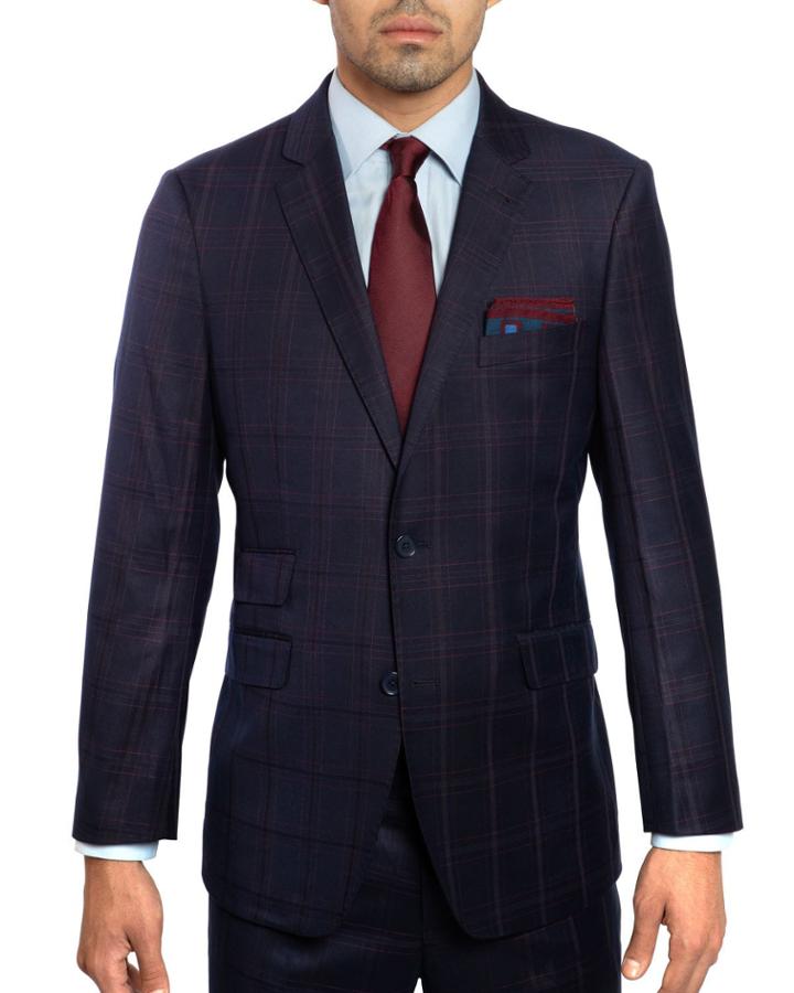 Men's Slim-fit Plaid Twill Two-piece