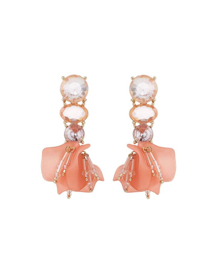 Petal Dangle Earrings, Peach