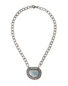 Moonstone Sapphire-trim Necklace W/ Diamonds