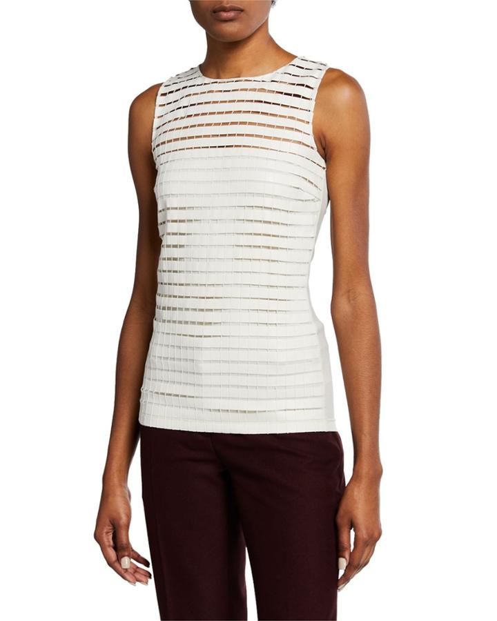 Textured-sleeveless Blouse