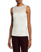 Textured-sleeveless Blouse