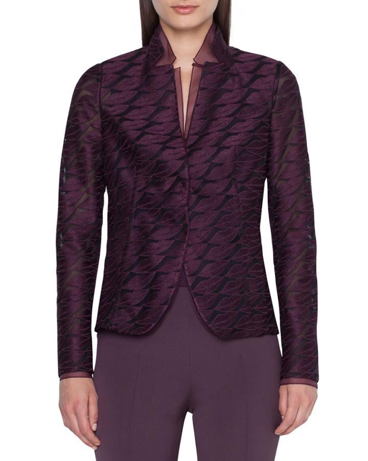 Aiana Lip-embroidered Semisheer Blazer