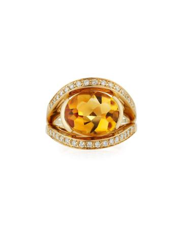 18k Diamond & Citrine Ring,