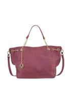 Nalo Embossed-leather Tote Bag, Fuchsia
