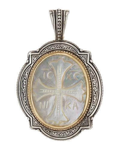 Carved Mother-of-pearl Cross Pendant Enhancer