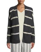 Sequin-stripe Snap-front Cardigan