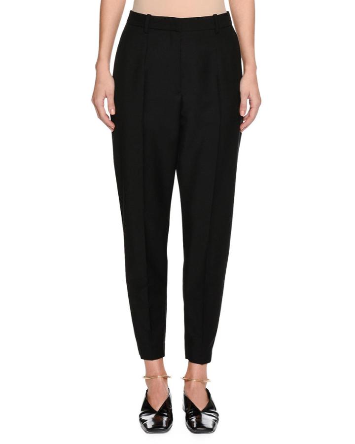 Slim-fit Tapered-leg Cropped Wool-blend Pants