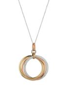 14k Tricolor Diamond Eternity Circle Pendant Necklace,