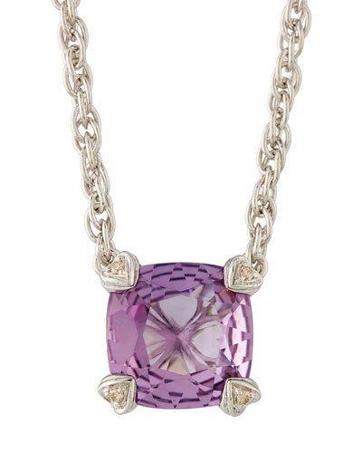 Cushion-cut Amethyst & Diamond Pendant Necklace