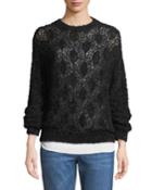 Crewneck Cotton Raffia Sweater W/