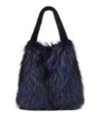 Feathered Fox Fur Shoulder Tote Bag