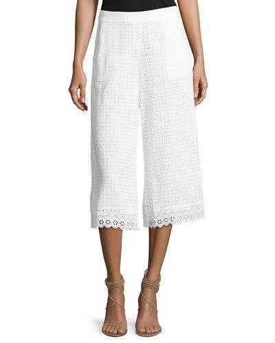 Holiday Lace Flared Cropped Trousers