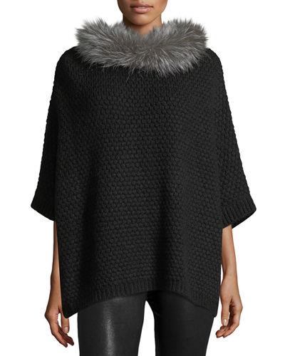 Waffle-knit Fur-trim Cocoon