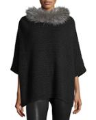 Waffle-knit Fur-trim Cocoon