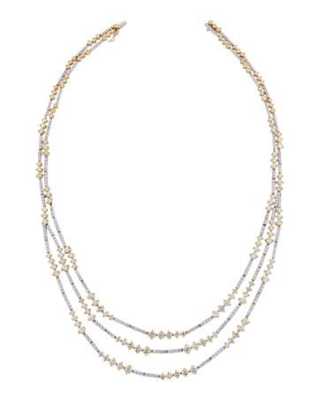 18k White Gold Fancy Yellow & White Diamond Layered Necklace