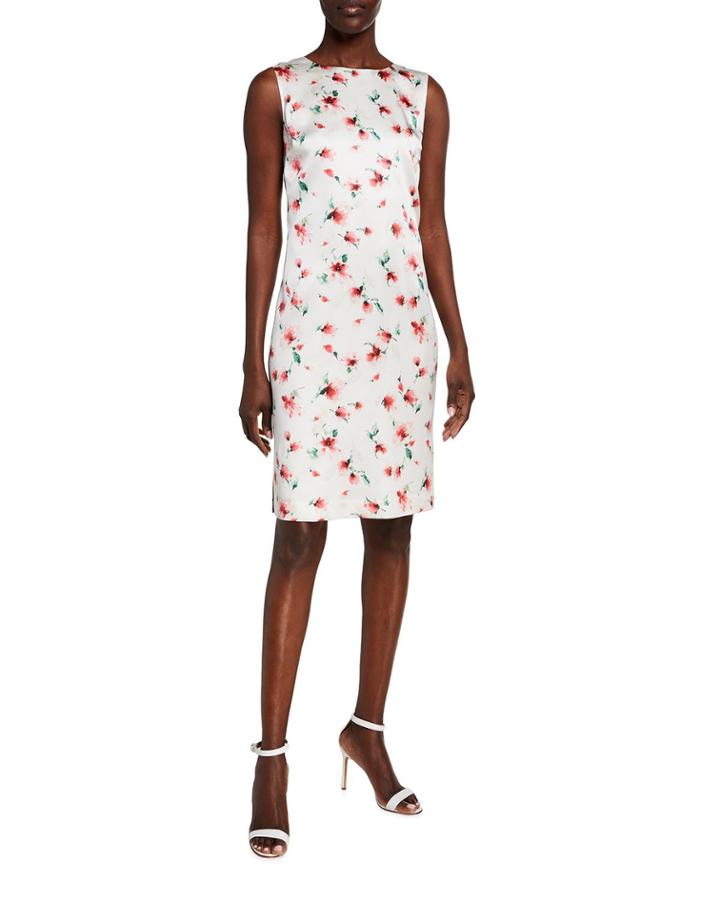 Watercolor Rosebud Print Silk-blend