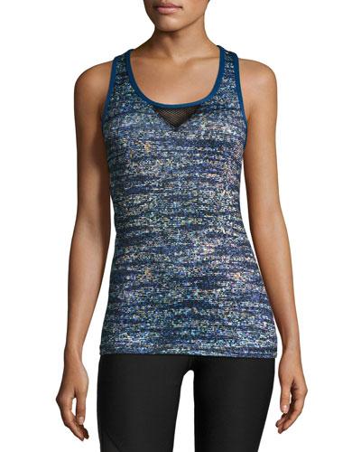 Mesh-panel Performance Racerback Tank, Starry Night Print