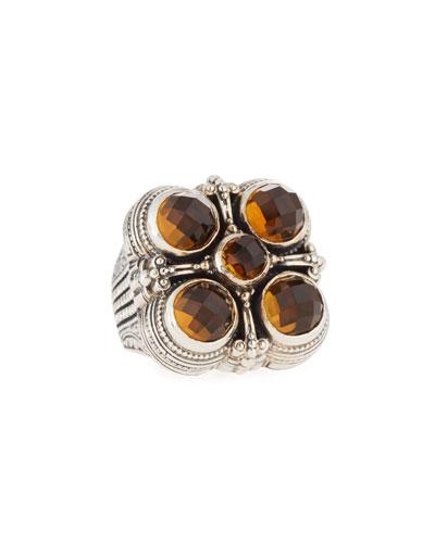 Square Five-stone Cognac Topaz Ring