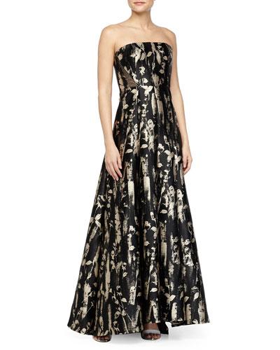 Floral-brocade Mesh-inset
