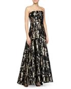 Floral-brocade Mesh-inset