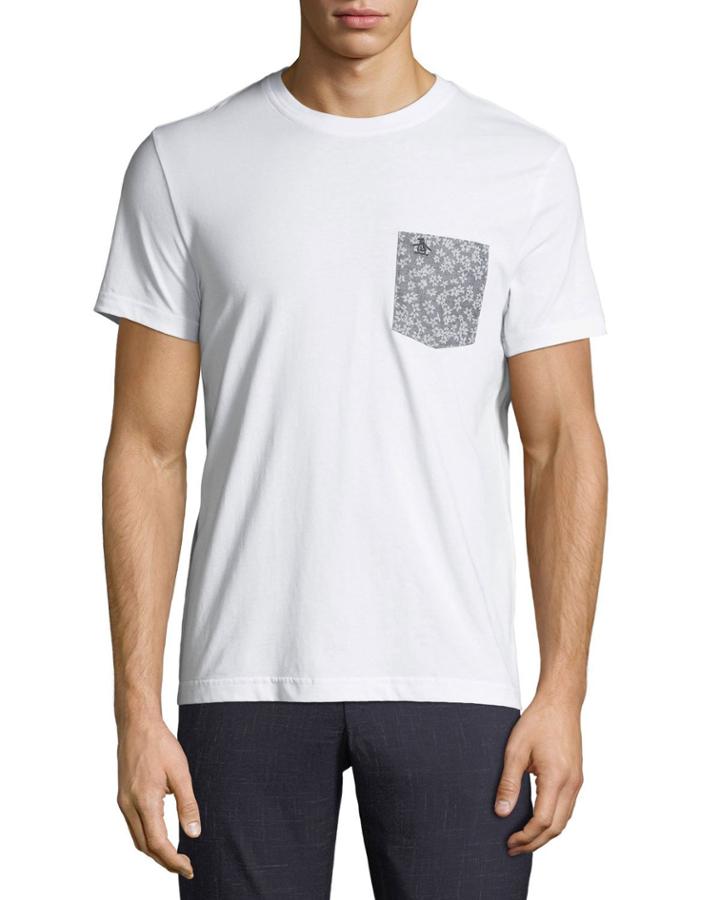 Men's Floral Printed-pocket T-shirt