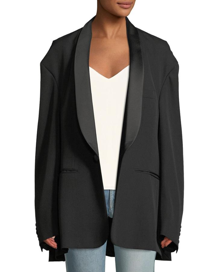 Shawl-collar One-button Oversized Tux Jacket