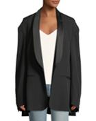 Shawl-collar One-button Oversized Tux Jacket